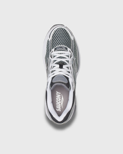 Saucony Progrid Omni 9 Sneaker Grijs Zilver bovenaanzicht inkijk insole met logo saucony en veters