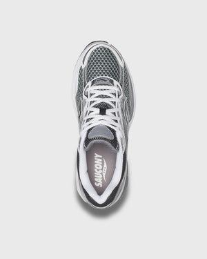 Saucony Progrid Omni 9 Sneaker Grijs Zilver bovenaanzicht inkijk insole met logo saucony en veters
