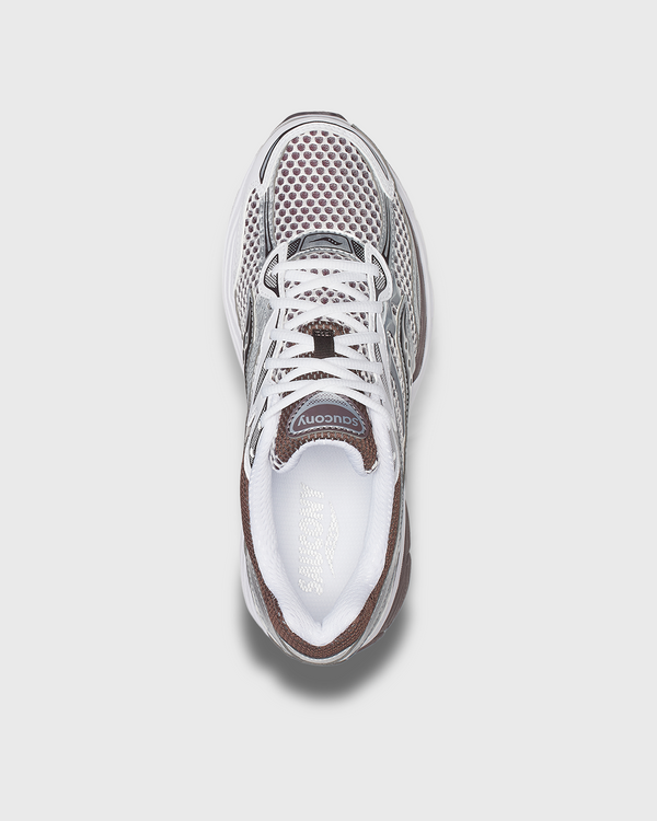 Saucony Progrid Omni 9 Sneaker Wit Bruin bovenaanzicht schoen upper insole laces