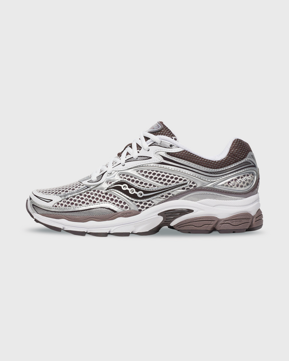 Saucony Progrid Omni 9 Sneaker Wit Bruin zijaanzicht linkerschoen