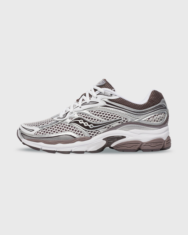 Saucony Progrid Omni 9 Sneaker Wit Bruin zijaanzicht linkerschoen