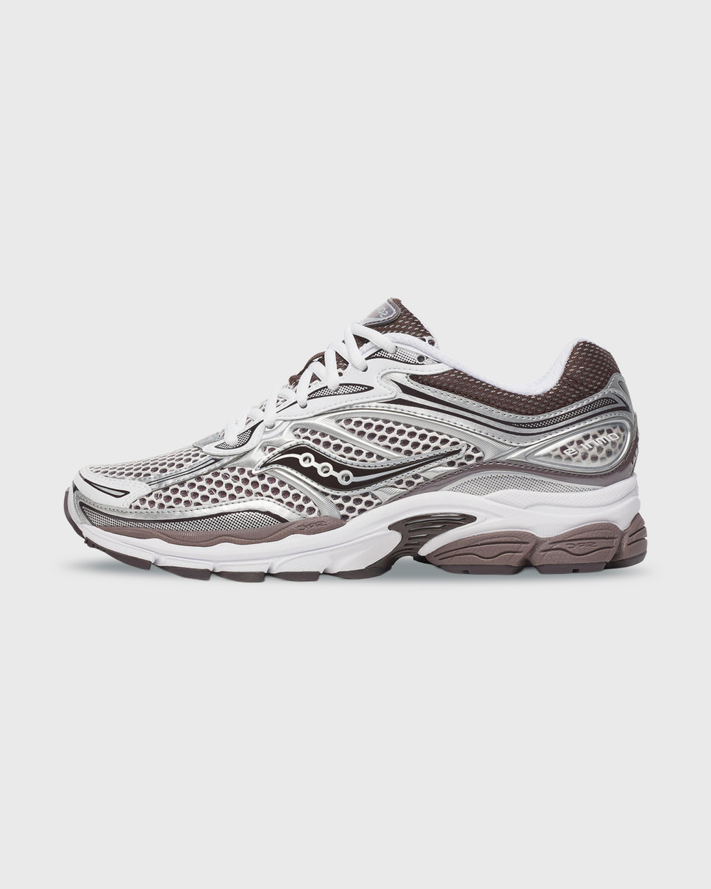 Saucony Progrid Omni 9 Sneaker Wit Bruin zijaanzicht linkerschoen