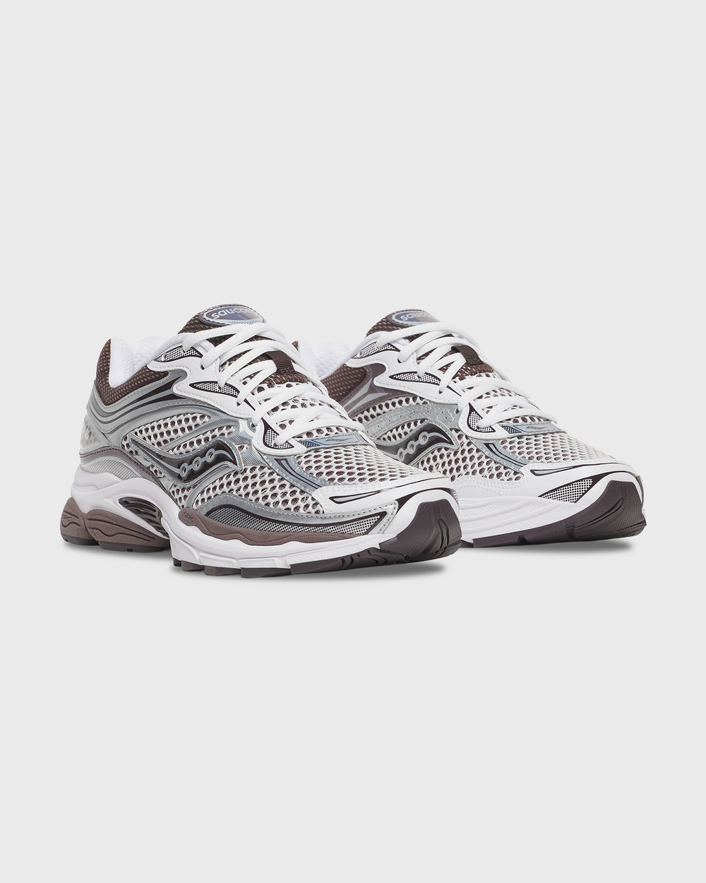 Saucony Progrid Omni 9 Sneaker Wit Bruin zijaanzicht linkerschoen