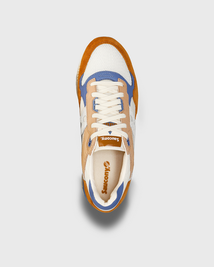 Saucony Shadow 5000 Beige Bruin Blauw bovenkant schoen rechterkant