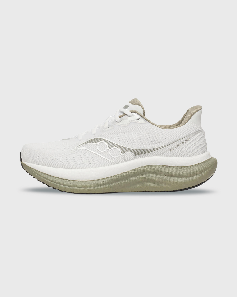 Saucony Triumph 23 Hardloopschoen Wit Groen zijaanzicht linkerkant buitenkant