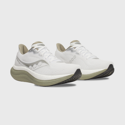 Saucony Triumph 23 Hardloopschoen Wit Groen zijaanzicht rechtervoorkant beide schoenen