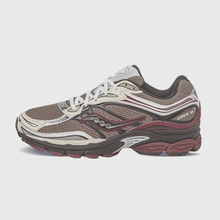 Saucony Progrid Omni 9 Sneaker Beige bordeaux retro linkeraanzicht  buitenkant