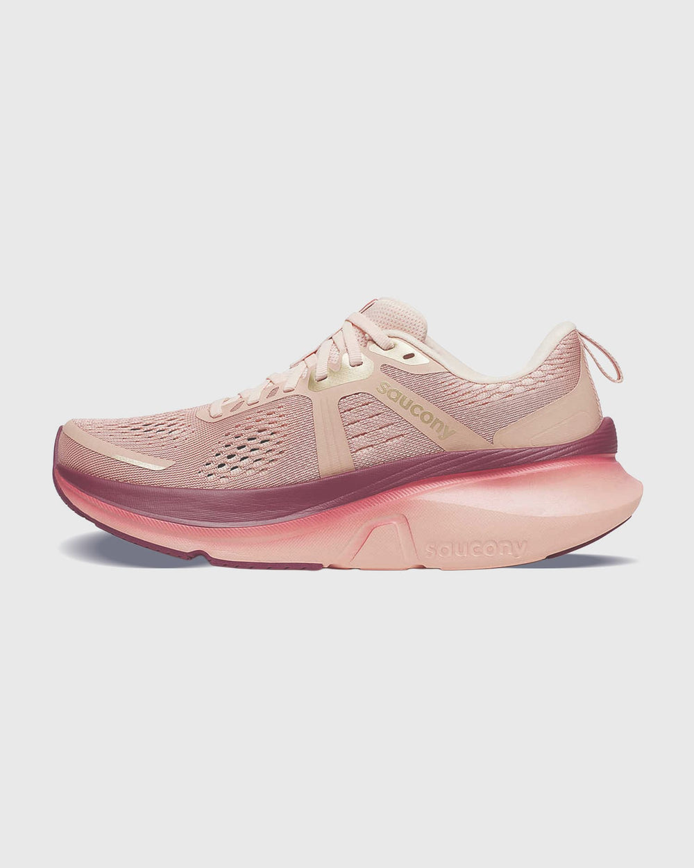 Saucony Guide 18 Hardloopschoen Roze Neusaanzicht logo