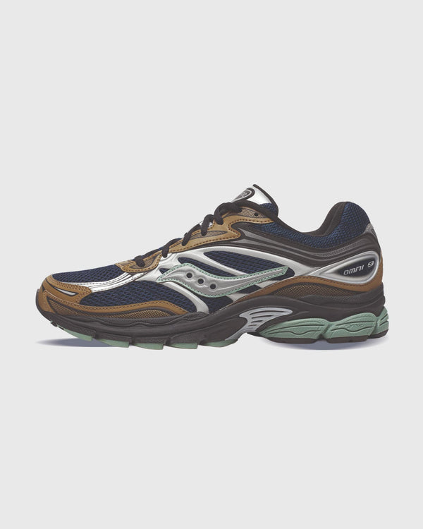 Saucony Progrid Omni 9 Sneaker Navy/bruin rechteraanzicht