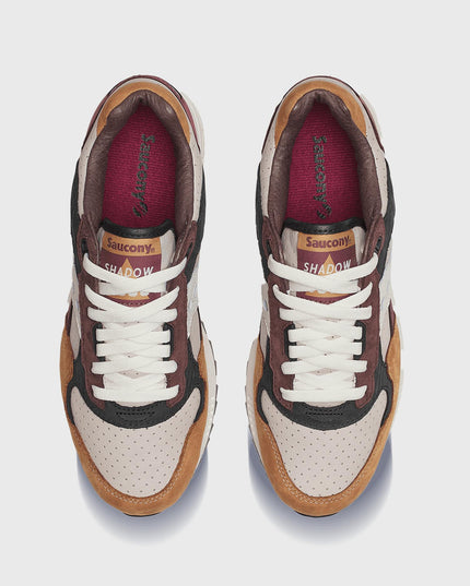 Saucony Shadow 5000 Leer Sneaker Bruin / Beige bovenaanzicht
