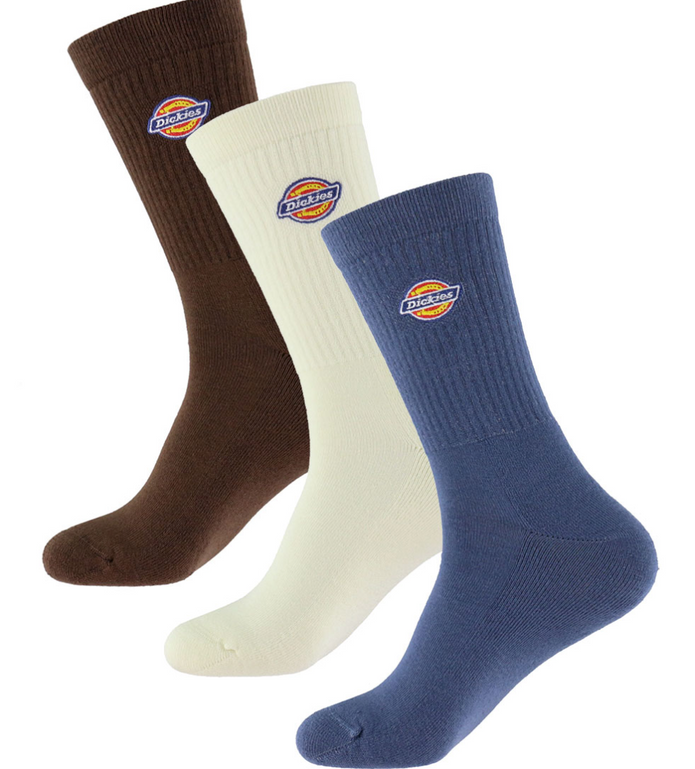 Dickies Valley Grove Socks 3 Pack Brown Cream Indigo