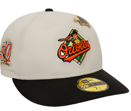 Baltimore-Orioles-MLB-Pin-Laag-Profiel-59FIFTY-Fitted-Cap-Zijkant
