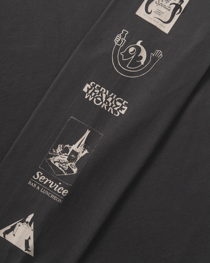 Service Works Bootleg Longsleeve Tee Charcoal detail sleeves opdruk