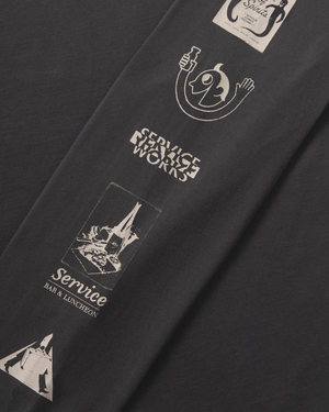 Service Works Bootleg Longsleeve Tee Charcoal detail sleeves opdruk