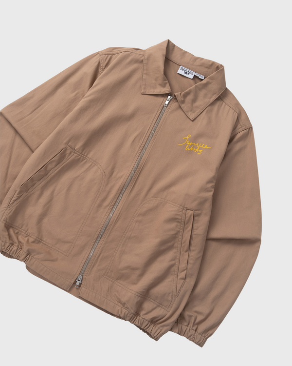 Service Works Twill Work Jacket Mushroom overall aanzicht schuin