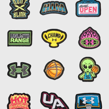 GS JET ’25 Basketbalschoen Zwart – Under Armour Verschillende patches dat je erbij krijgt