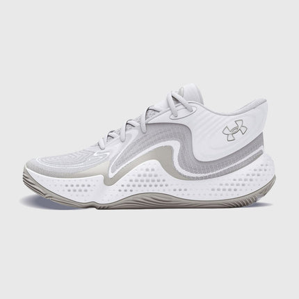 Under Armour Spawn 6 White Linkeraanzicht witte achtergrond