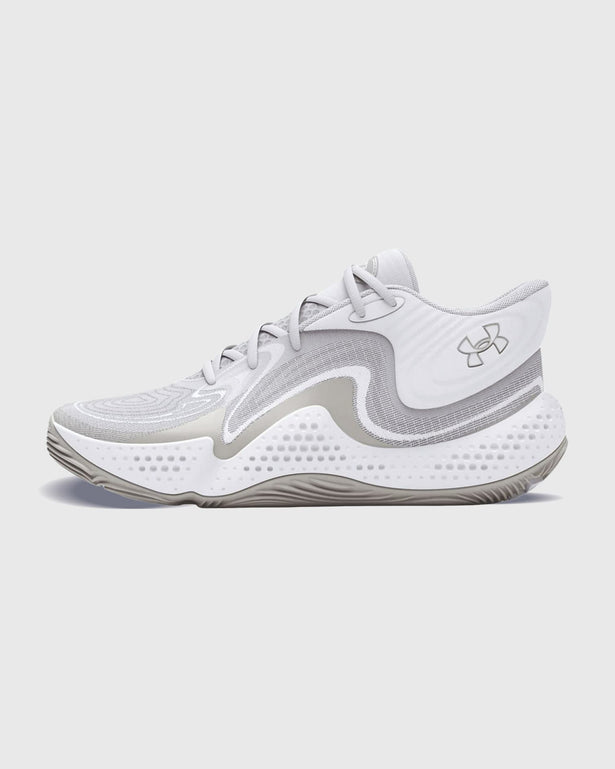 Under Armour Spawn 6 White Linkeraanzicht witte achtergrond