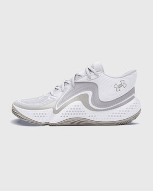Under Armour Spawn 6 White Linkeraanzicht witte achtergrond