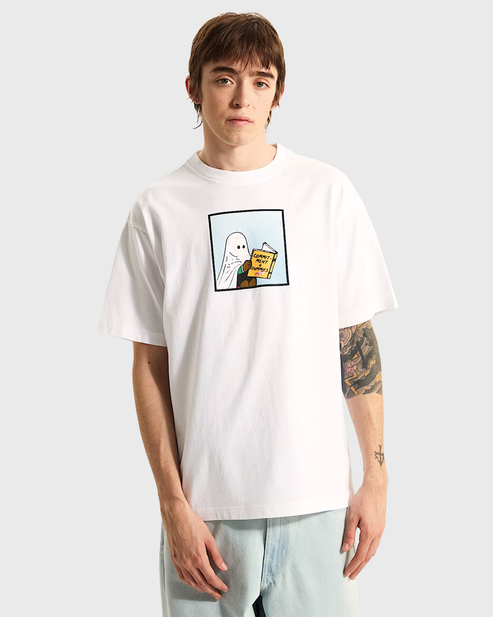 Vans Commitment 4 Dummies T-shirt Wit voorkant met print van spook