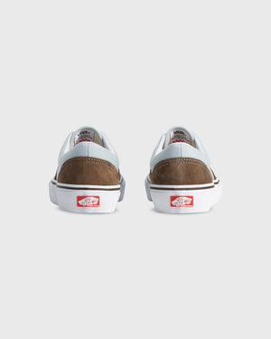 Vans Era Skate BruinBlauw achteraanzicht met rode details vans logo