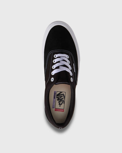 Vans Era Skate Zwart bovenaanzicht met witte veters en inkijk op de zool