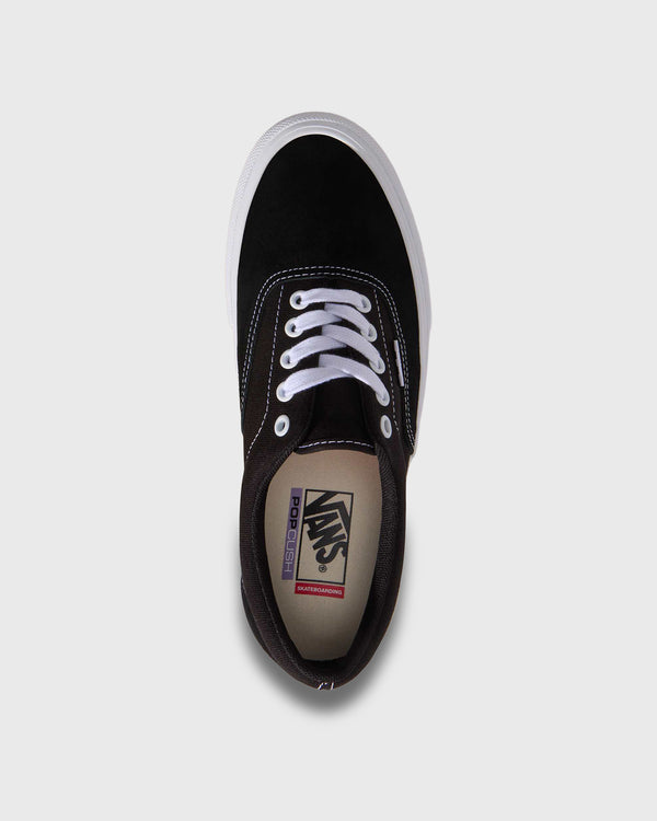 Vans Era Skate Zwart bovenaanzicht met witte veters en inkijk op de zool