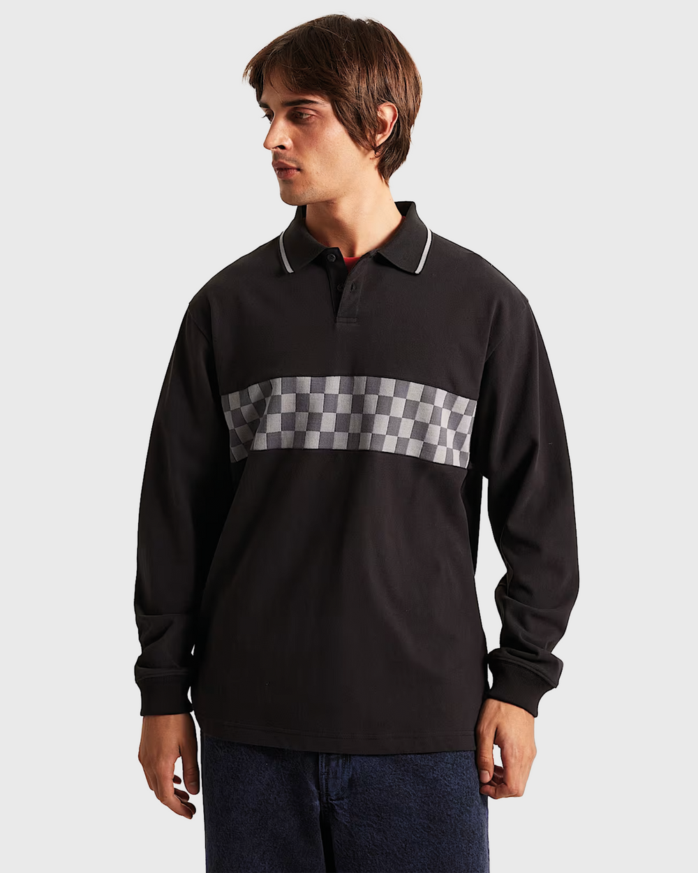 Vans Medford Checkerboard Polo Zwart voorkant