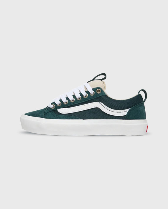 Vans Skate Old Skool 36+ Oatmeal zijaanzicht met grote swoosh en dikkere tong groene kleur