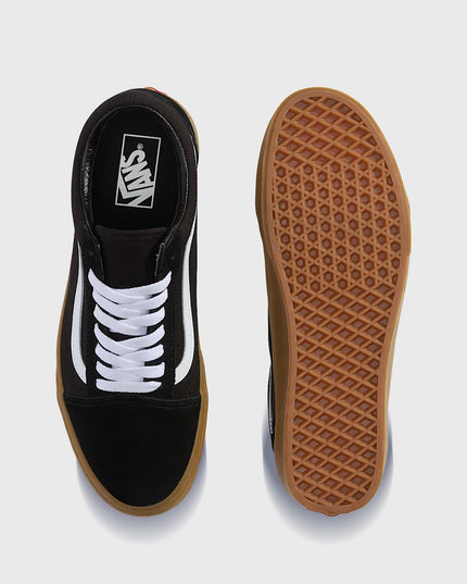 boven aanzicht en zoolaanzicht Vans old skool zwart gum