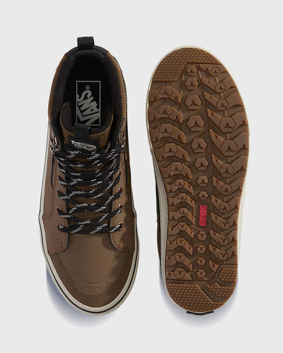 Vans Sk8-HI Waterproof Insulated Bruin boven en zoolaanzicht