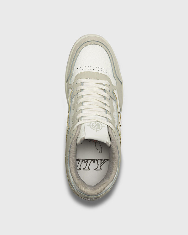Vicinity Akimbo Low Stone Grey Bovenkant schoen binnenzool veters