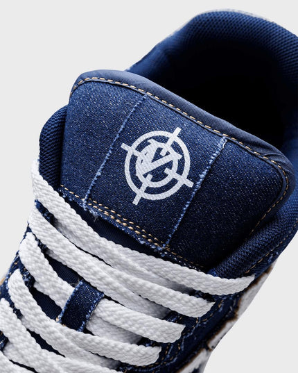 Vicinity Akimbo Lows Sneaker Denim Blue logo close up