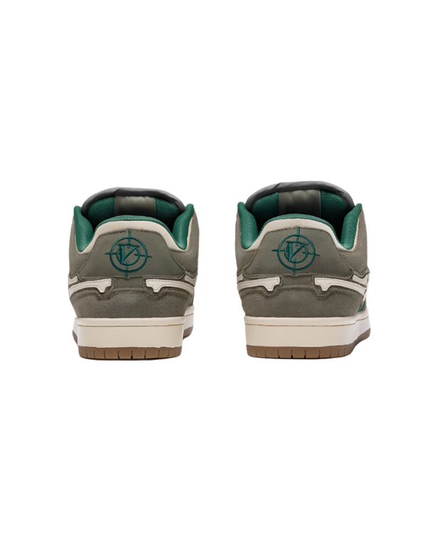 Vicinity Akimbo Lows Sneaker Gardenia Green van de achterkant met het mooie  V logo