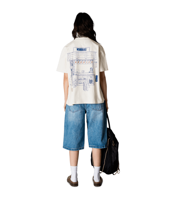 Woodbird Balo Cart T-shirt Gebroken Wit