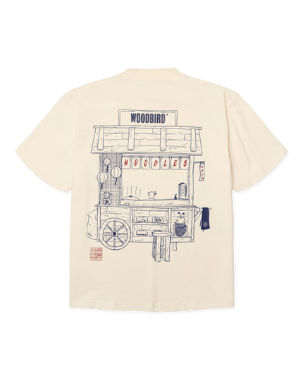 Woodbird Balo Cart T-shirt Gebroken Wit