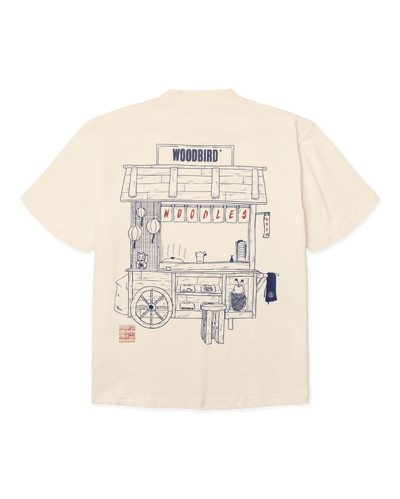 Woodbird Balo Cart T-shirt Gebroken Wit