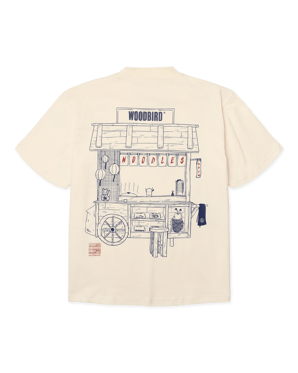 Woodbird Balo Cart T-shirt Gebroken Wit