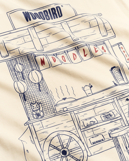 Woodbird Balo Cart T-shirt Gebroken Wit