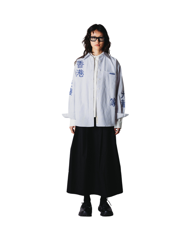 Woodbird Becca Ox Writing Overhemd Wit Blauw