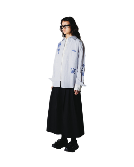 Woodbird Becca Ox Writing Overhemd Wit Blauw