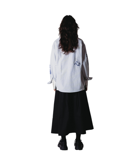 Woodbird Becca Ox Writing Overhemd Wit Blauw