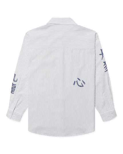 Woodbird Becca Ox Writing Overhemd Wit Blauw