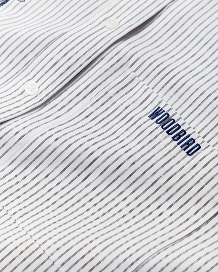 Woodbird Becca Ox Writing Overhemd Wit Blauw