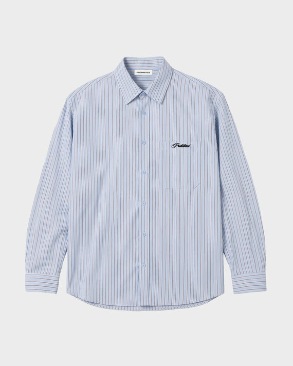 Prohibited Pinstripe Westbury Dress Shirt Blauw