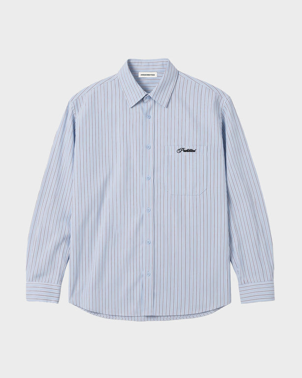 Prohibited Pinstripe Westbury Dress Shirt Blauw