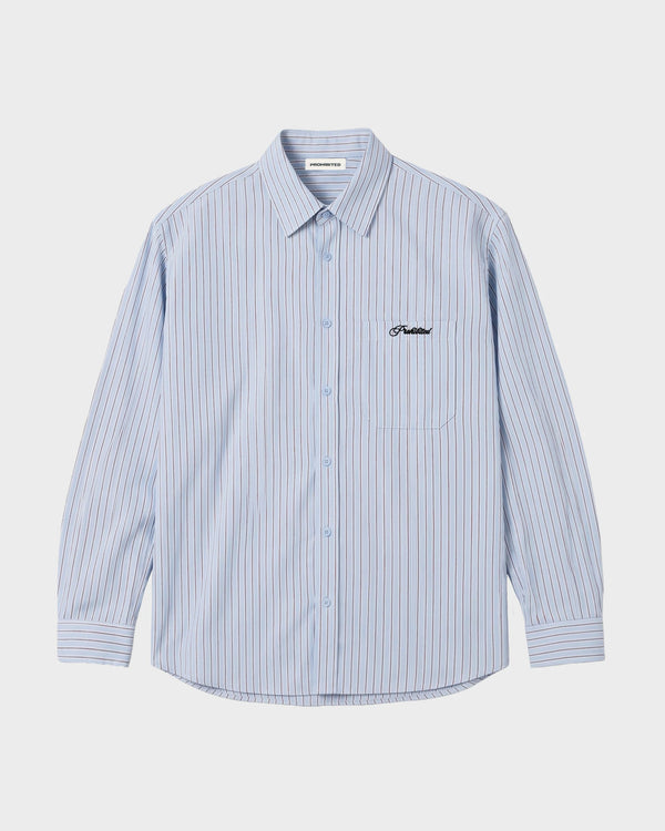 Prohibited Pinstripe Westbury Dress Shirt Blauw