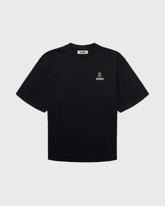 Woodbird Beam Lucky Tee Zwart Voor aanzicht