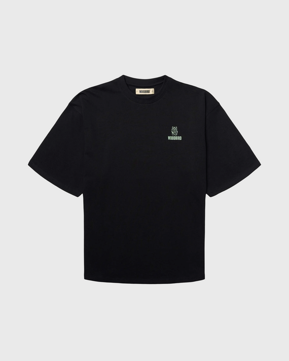 Woodbird Beam Lucky Tee Zwart Voor aanzicht