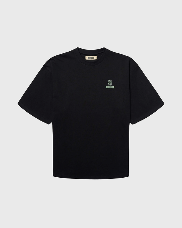 Woodbird Beam Lucky Tee Zwart Voor aanzicht